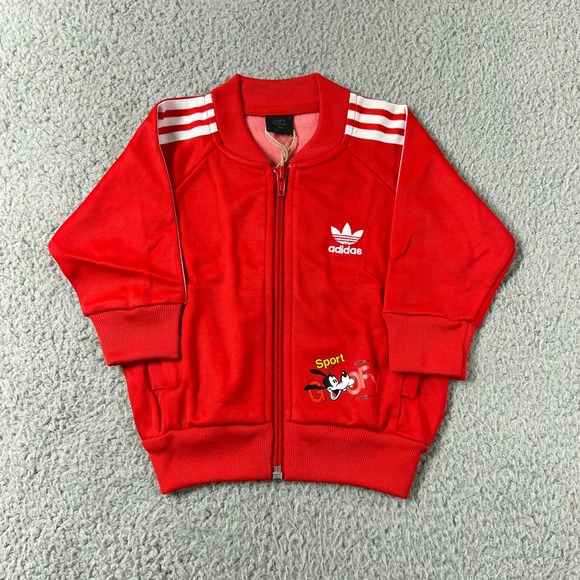 adidas Other - Adidas Track Suit Kids 9M Red Disney Goofy Superstar Jacket Pants Set Vintage